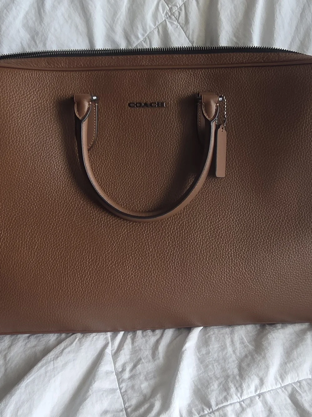 Coach Pebbled Leather Laptop Satchel in Brown